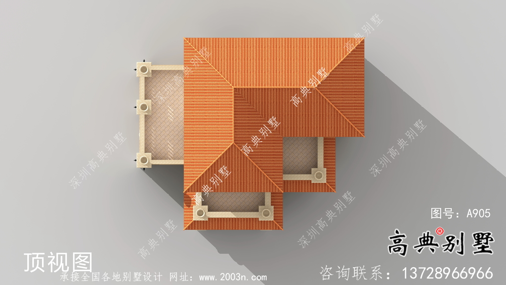 歐式風格多陽臺四層農村奢華別墅設計圖