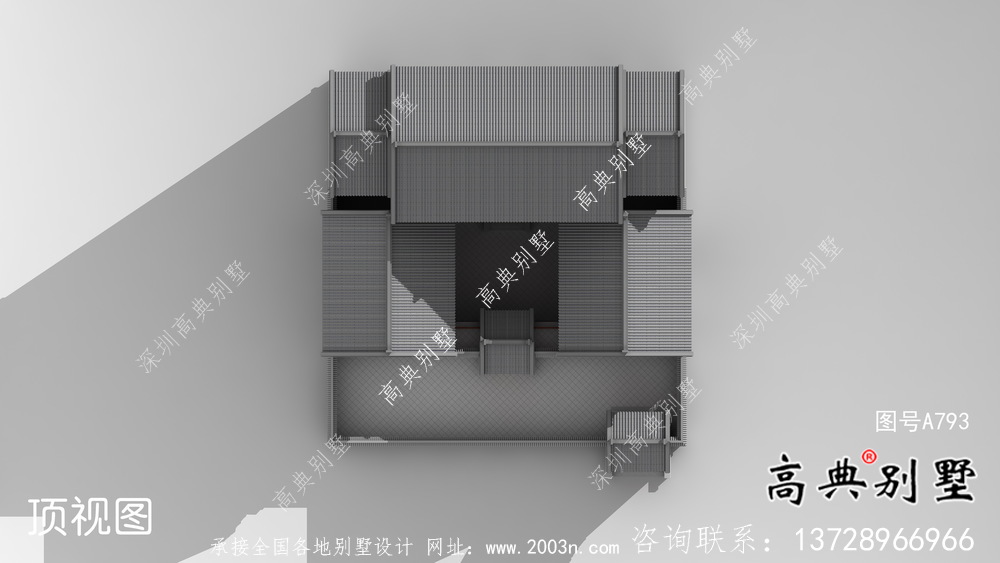 新中式三層農(nóng)村別墅外觀效果圖