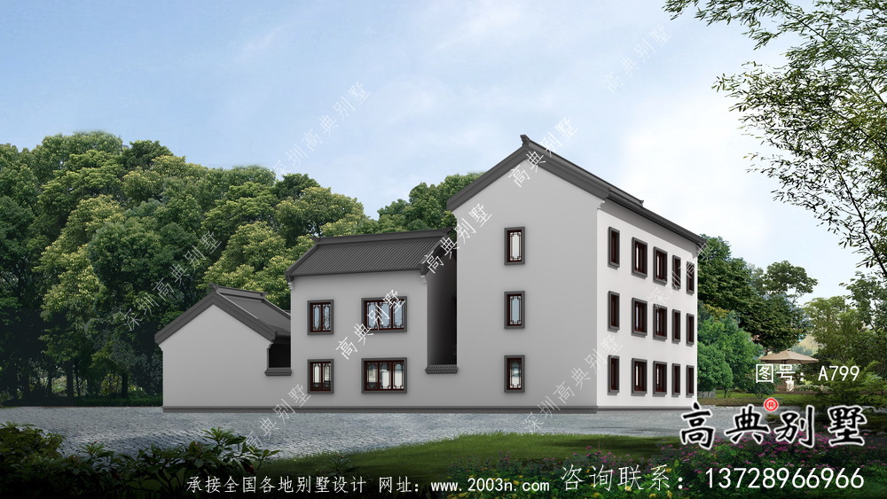 新中式別墅自建新農(nóng)村三層工程建筑工程圖紙整套