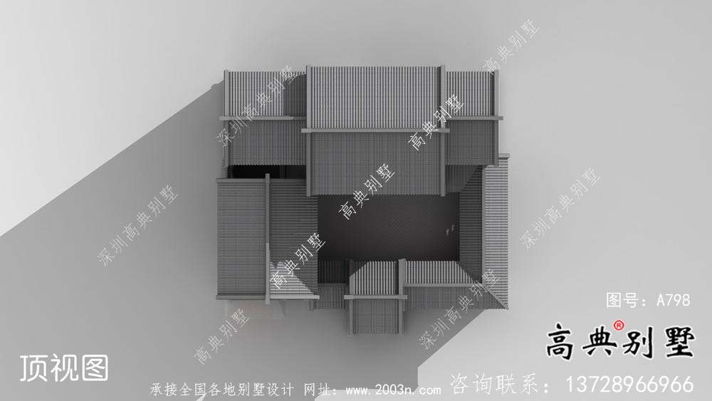 三層新型中式別墅設計及施工效果圖