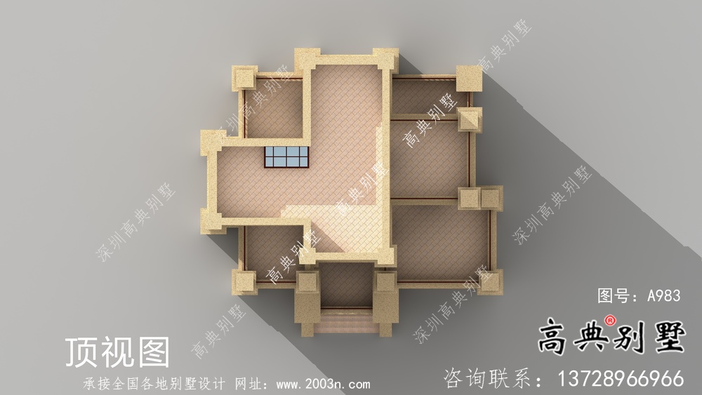 獨特歐式風格六層平屋頂別墅設計圖+效果圖