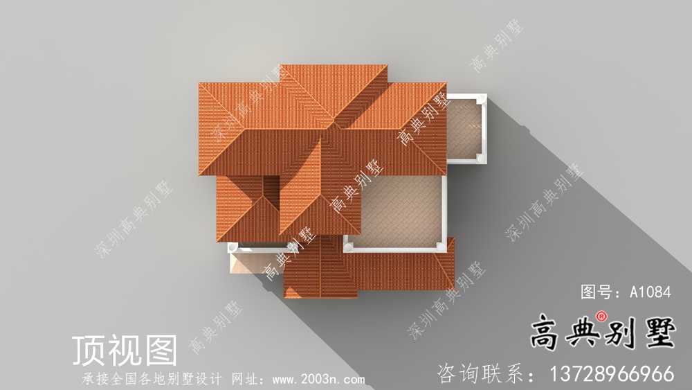 歐式風格帶車庫豪華住宅建筑設計圖-效果圖