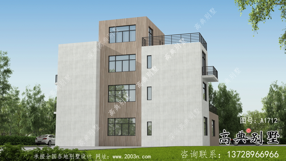 自建三層現(xiàn)代風別墅設(shè)計圖紙及施工圖