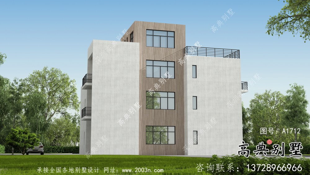 自建三層現(xiàn)代風別墅設(shè)計圖紙及施工圖