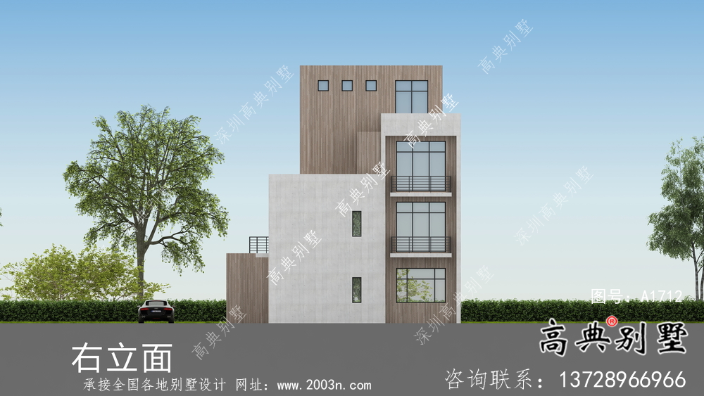 自建三層現(xiàn)代風別墅設(shè)計圖紙及施工圖