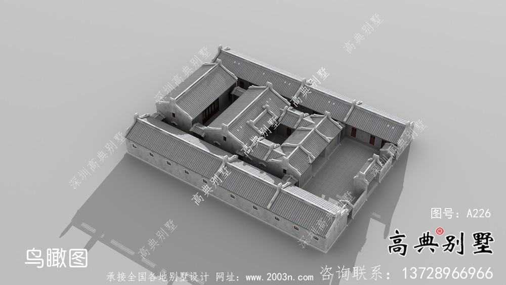 傳統(tǒng)四合院一層中式別墅設(shè)計(jì)圖紙