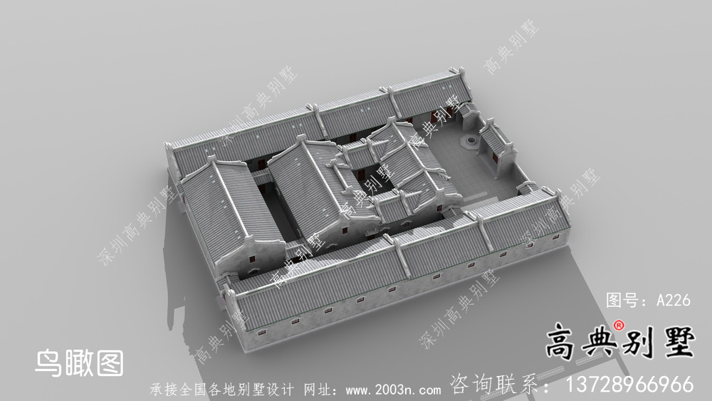 傳統(tǒng)四合院一層中式別墅設(shè)計(jì)圖紙