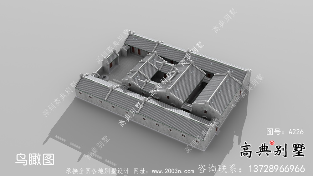 傳統(tǒng)四合院一層中式別墅設(shè)計(jì)圖紙