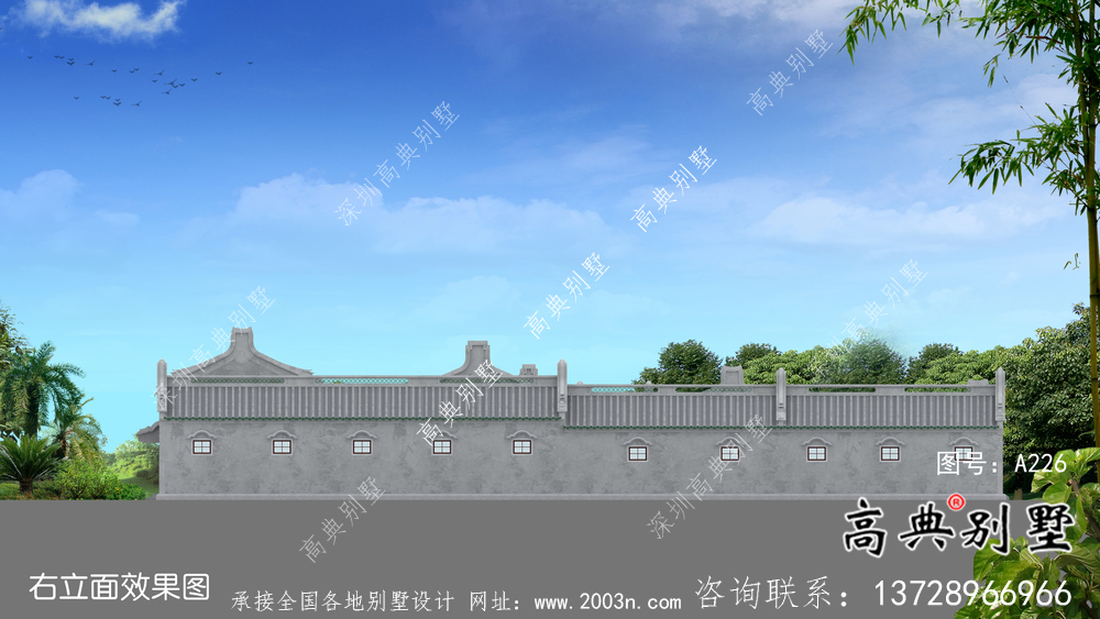 傳統(tǒng)四合院一層中式別墅設(shè)計(jì)圖紙