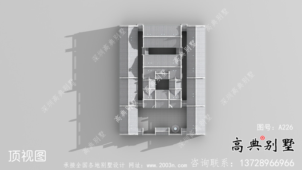 傳統(tǒng)四合院一層中式別墅設(shè)計(jì)圖紙