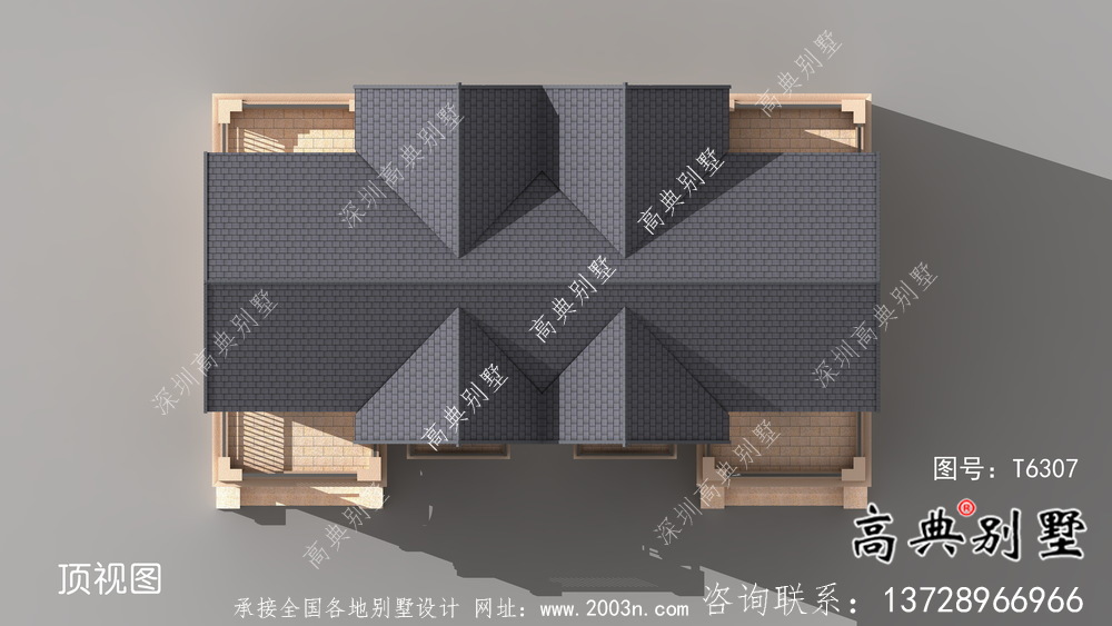 復式雙拼三層簡約農(nóng)村別墅設計效果圖