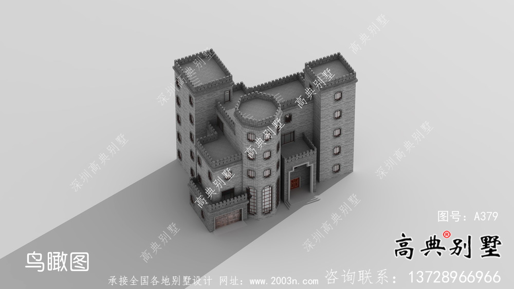 平屋頂中式城堡別墅，五層私人別墅設(shè)計(jì)圖