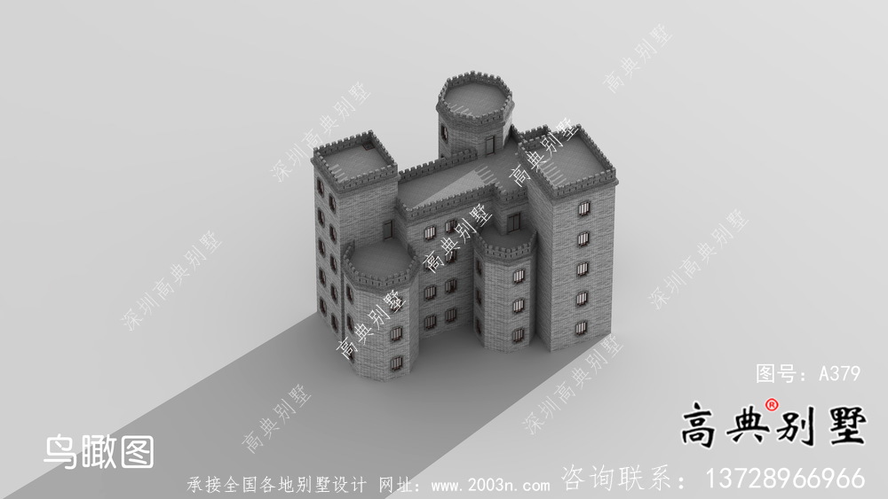 平屋頂中式城堡別墅，五層私人別墅設(shè)計(jì)圖