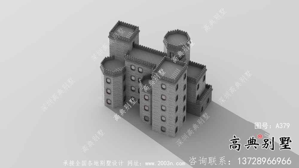 平屋頂中式城堡別墅，五層私人別墅設(shè)計(jì)圖