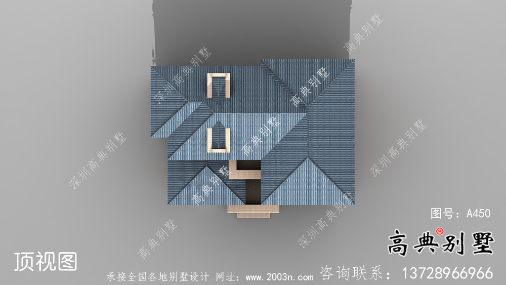 三層清爽帶陽臺復式別墅房型效果圖