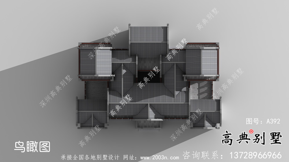 新中式四層潮派別墅外觀效果圖